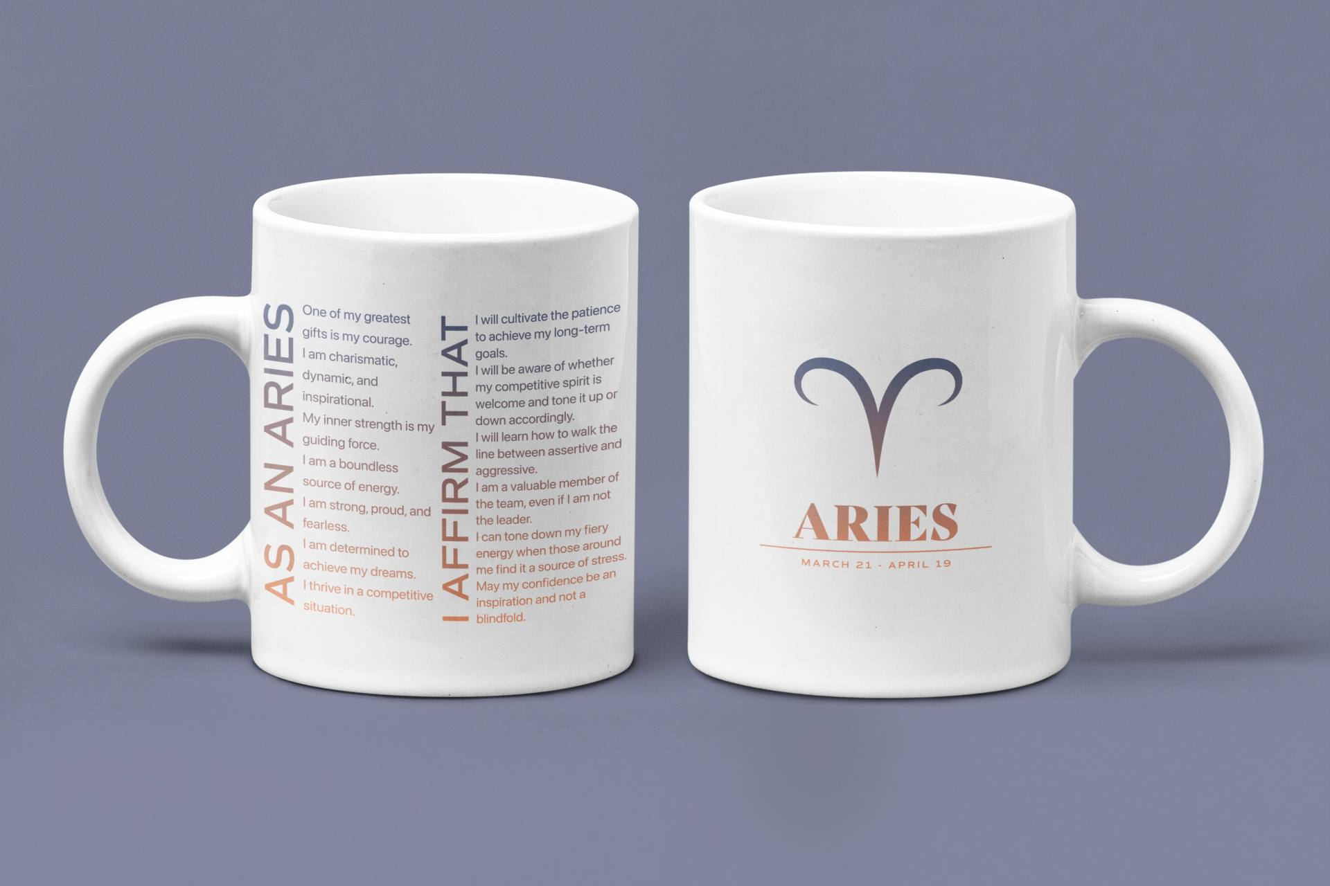 Aries Mug with Affirmations - Affirmicious