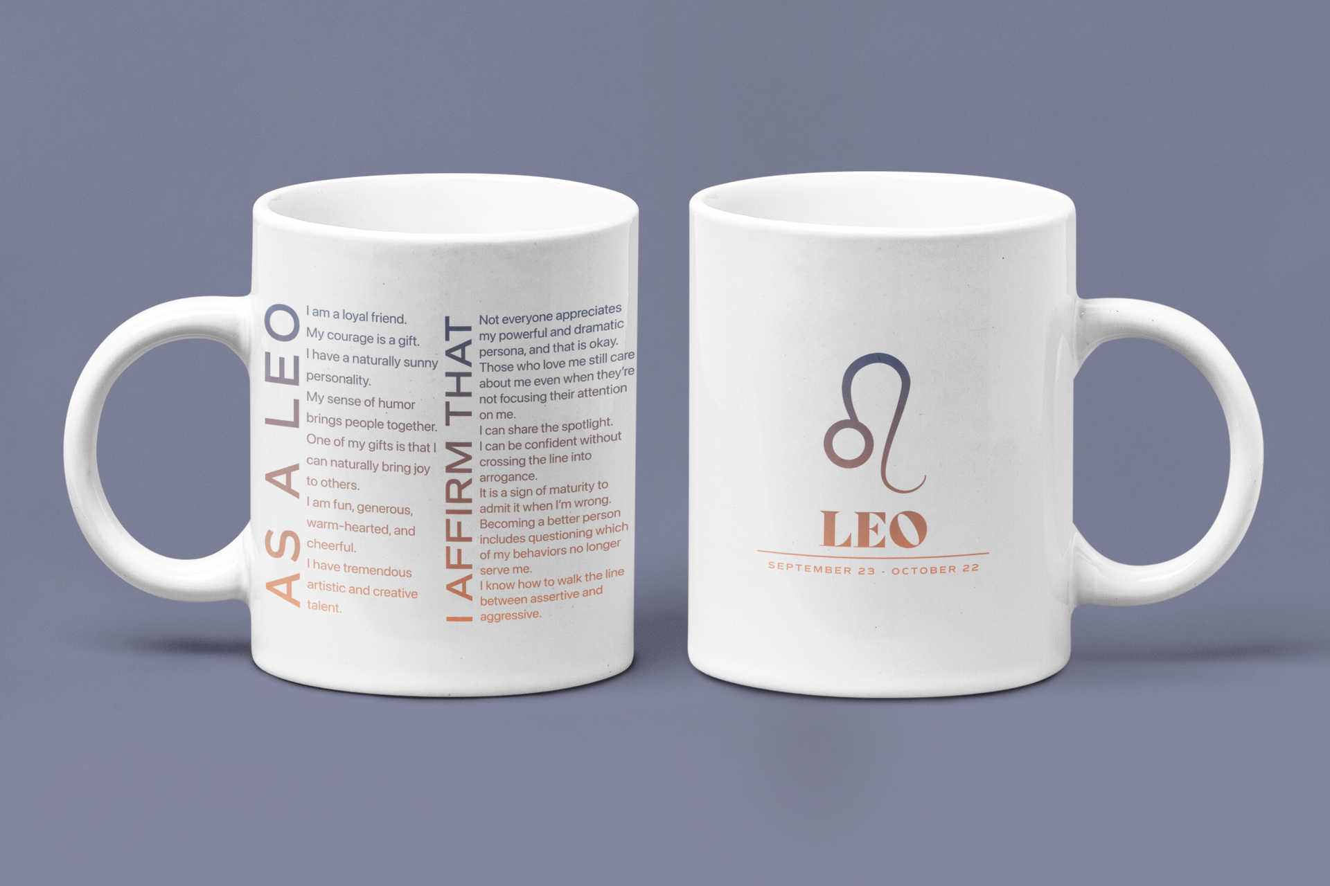 Leo Mug with Affirmations - Affirmicious