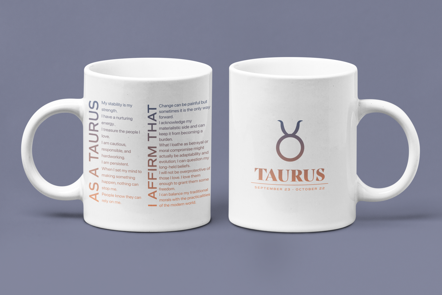 Taurus Mug with Affirmations - Affirmicious