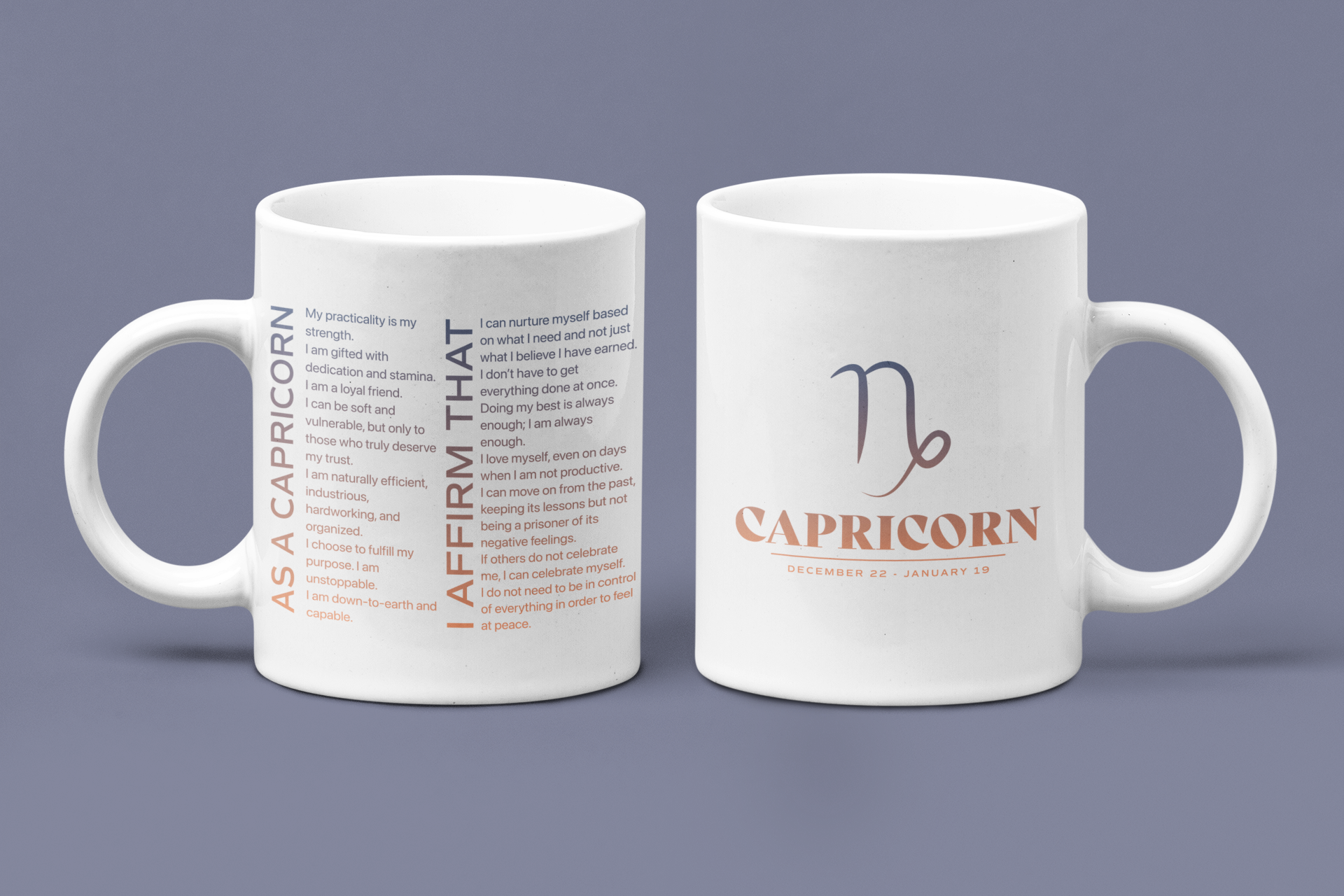 Capricorn Mug with Affirmations - Affirmicious